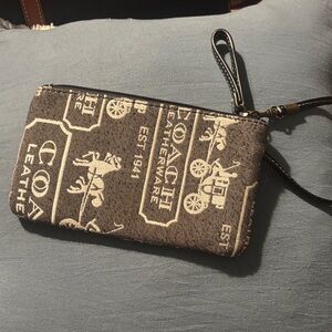 Coach Black and Gray Leatherware Wristlet